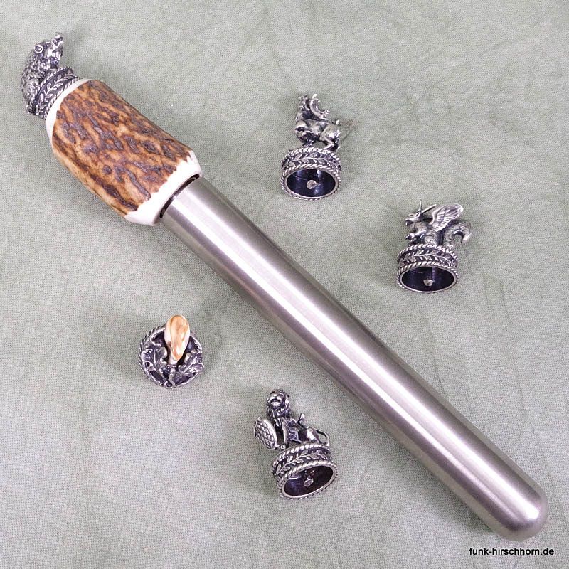 Flachmann geschn. Hirschkopf + Kappe 264/51