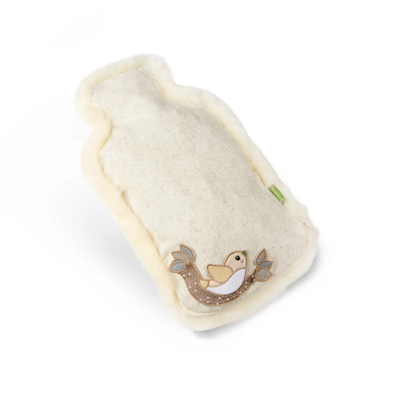 Wärmflasche Grünschnabel mit Lammfellbezug